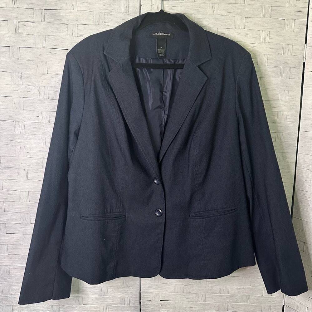 Lane Bryant Womens Blazer Navy 2 button pockets Minimalist Office plus size